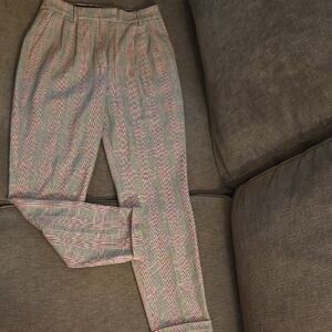 Women's Plaid Trousers with Black, Pink and Gray Pattern